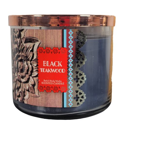 Bath & Body Works Black Teakwood 14.5 oz 3-Wick Scented Candle Limited Edition - Picture 7 of 10
